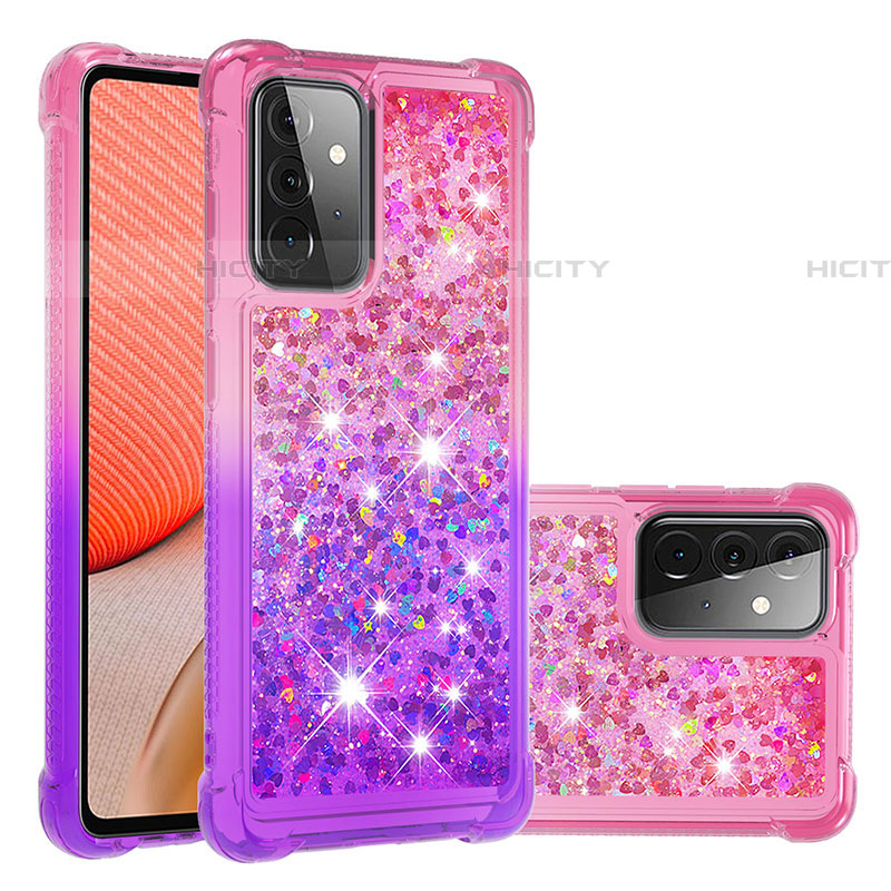 Silikon Hülle Handyhülle Gummi Schutzhülle Flexible Tasche Bling-Bling S02 für Samsung Galaxy A72 4G Pink Plus