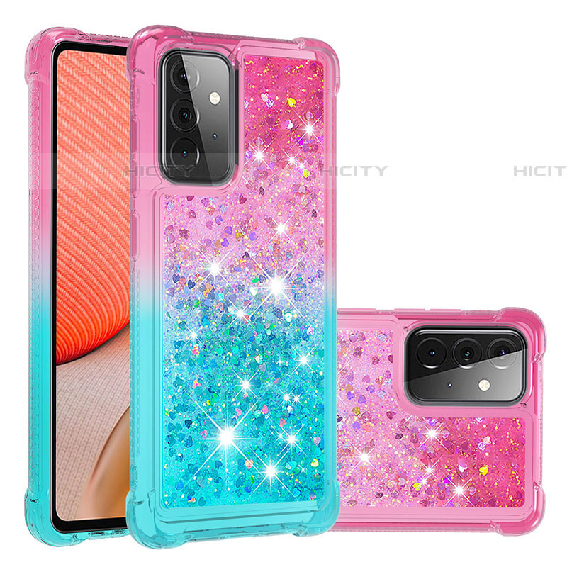 Silikon Hülle Handyhülle Gummi Schutzhülle Flexible Tasche Bling-Bling S02 für Samsung Galaxy A72 4G Rosa