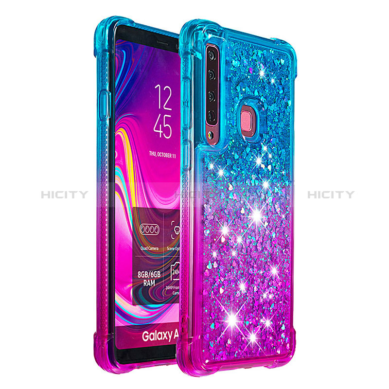 Silikon Hülle Handyhülle Gummi Schutzhülle Flexible Tasche Bling-Bling S02 für Samsung Galaxy A9 (2018) A920 Hellblau