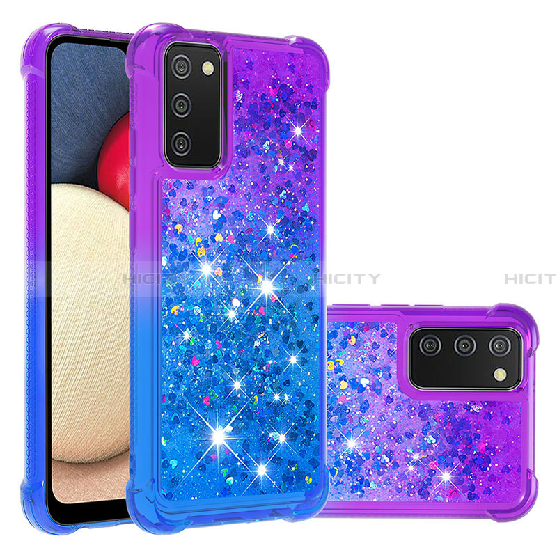 Silikon Hülle Handyhülle Gummi Schutzhülle Flexible Tasche Bling-Bling S02 für Samsung Galaxy F02S SM-E025F Violett Plus