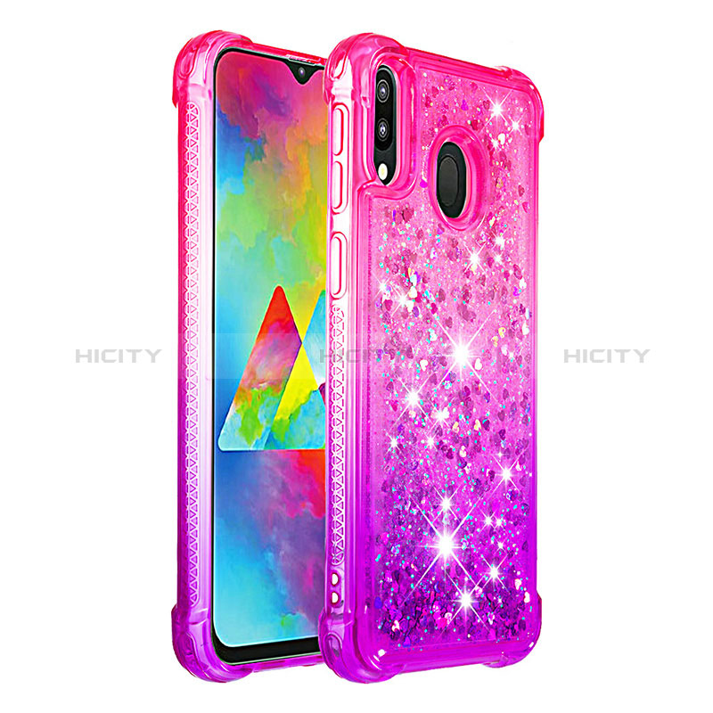 Silikon Hülle Handyhülle Gummi Schutzhülle Flexible Tasche Bling-Bling S02 für Samsung Galaxy M20 Pink