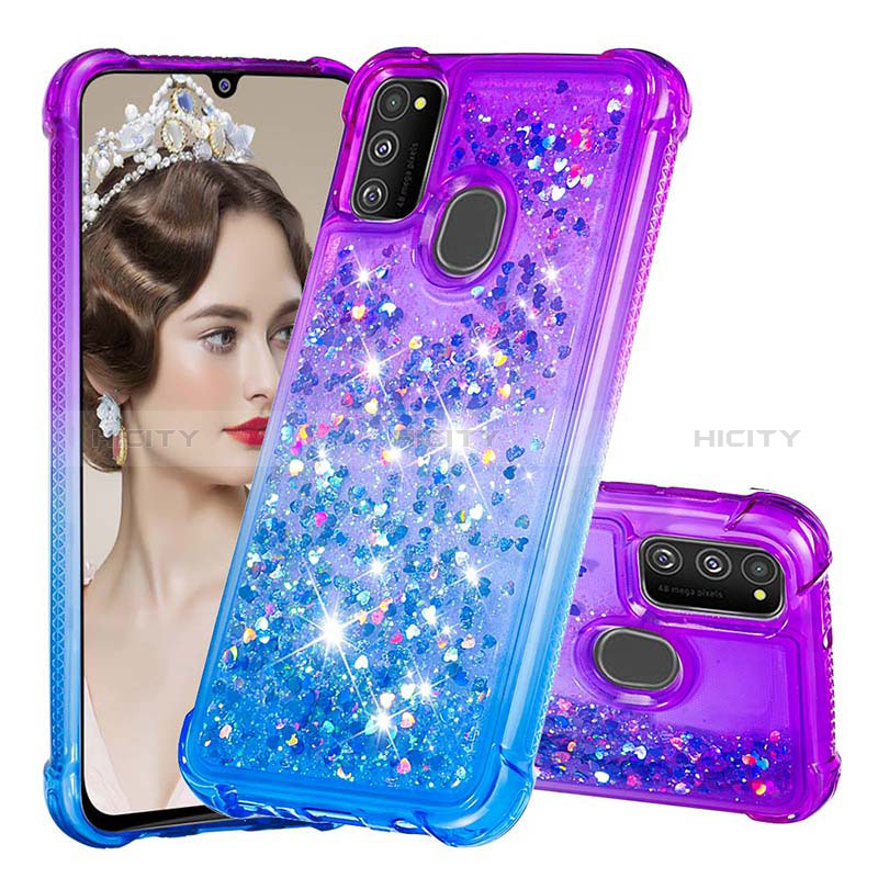 Silikon Hülle Handyhülle Gummi Schutzhülle Flexible Tasche Bling-Bling S02 für Samsung Galaxy M30s Violett