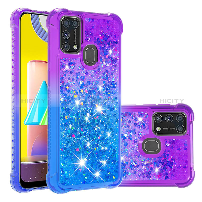 Silikon Hülle Handyhülle Gummi Schutzhülle Flexible Tasche Bling-Bling S02 für Samsung Galaxy M31 Prime Edition Violett