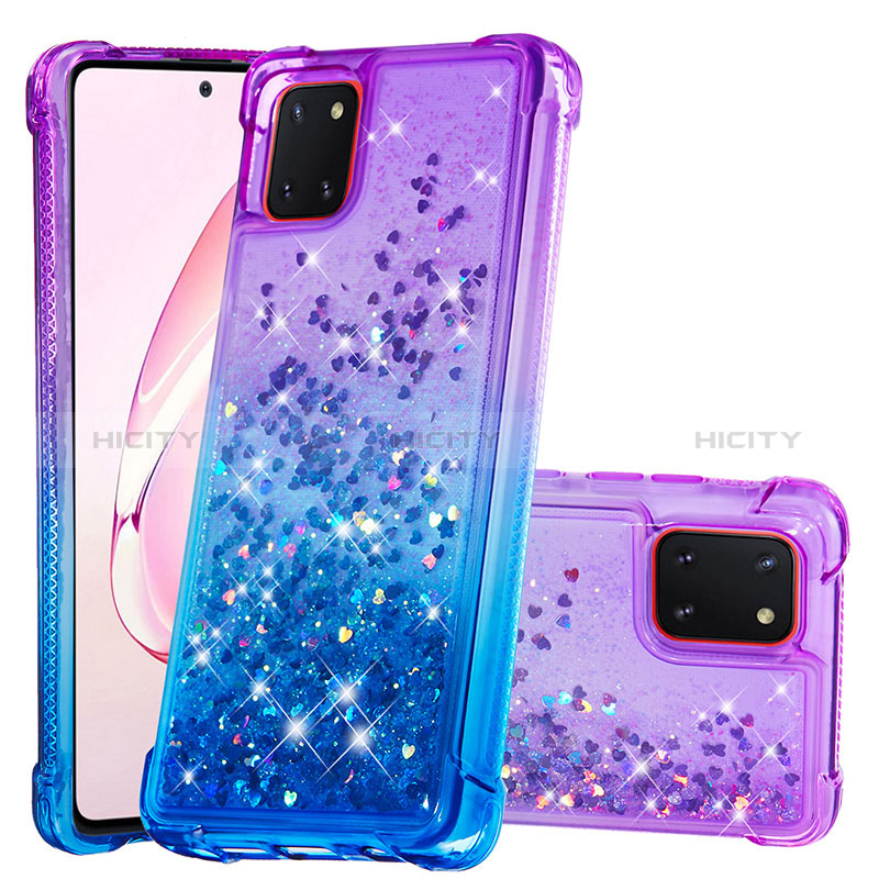 Silikon Hülle Handyhülle Gummi Schutzhülle Flexible Tasche Bling-Bling S02 für Samsung Galaxy M60s Violett