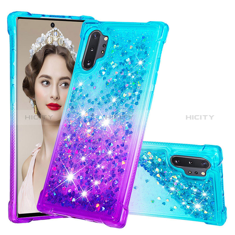 Silikon Hülle Handyhülle Gummi Schutzhülle Flexible Tasche Bling-Bling S02 für Samsung Galaxy Note 10 Plus 5G Hellblau Plus