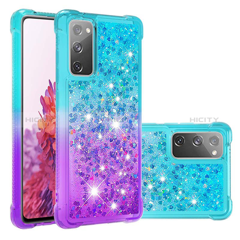 Silikon Hülle Handyhülle Gummi Schutzhülle Flexible Tasche Bling-Bling S02 für Samsung Galaxy S20 FE 4G Hellblau