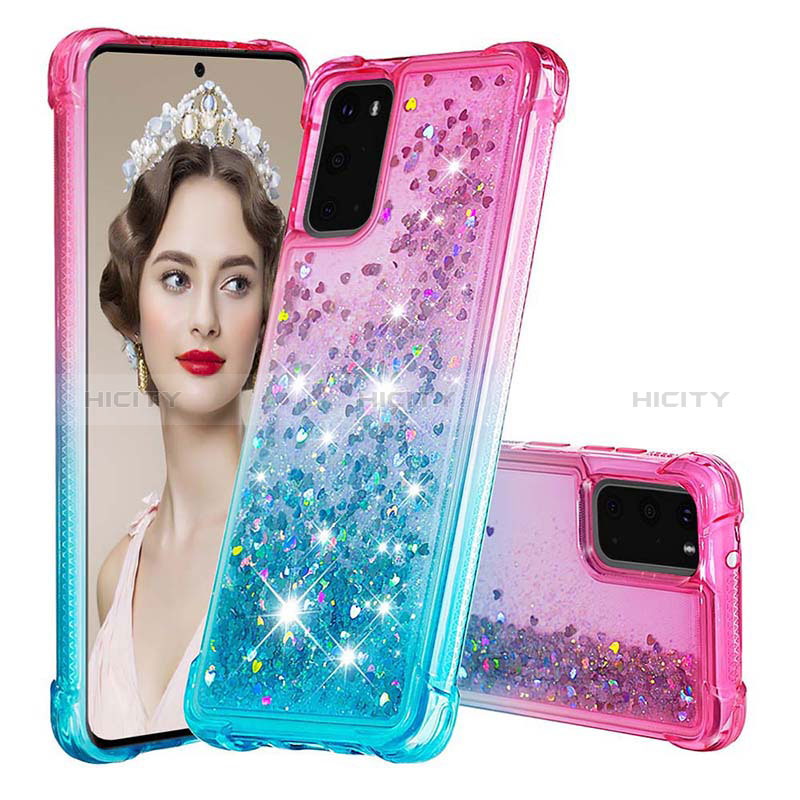 Silikon Hülle Handyhülle Gummi Schutzhülle Flexible Tasche Bling-Bling S02 für Samsung Galaxy S20 Rosa