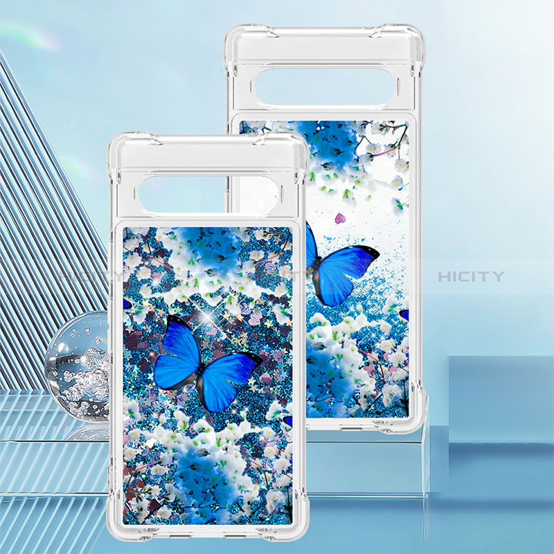 Silikon Hülle Handyhülle Gummi Schutzhülle Flexible Tasche Bling-Bling S03 für Google Pixel 7a 5G Blau