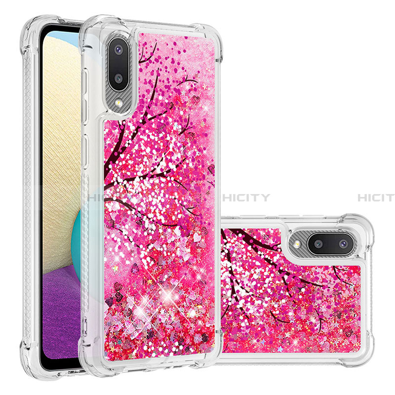 Silikon Hülle Handyhülle Gummi Schutzhülle Flexible Tasche Bling-Bling S03 für Samsung Galaxy A02 Pink Plus