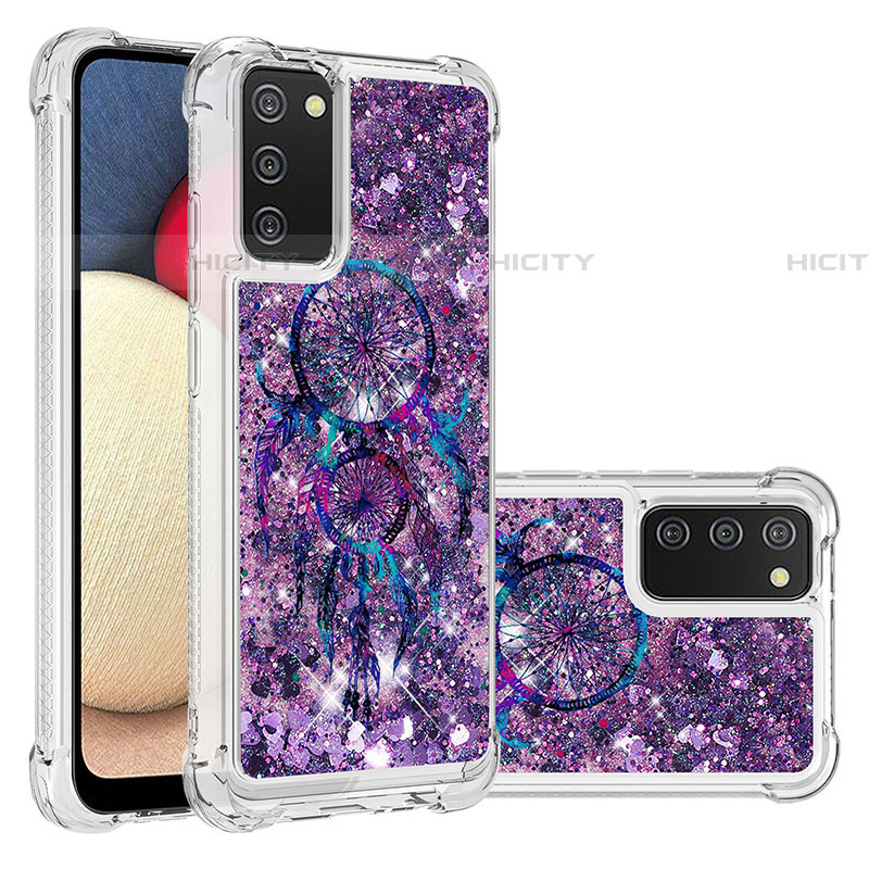 Silikon Hülle Handyhülle Gummi Schutzhülle Flexible Tasche Bling-Bling S03 für Samsung Galaxy A03s Violett
