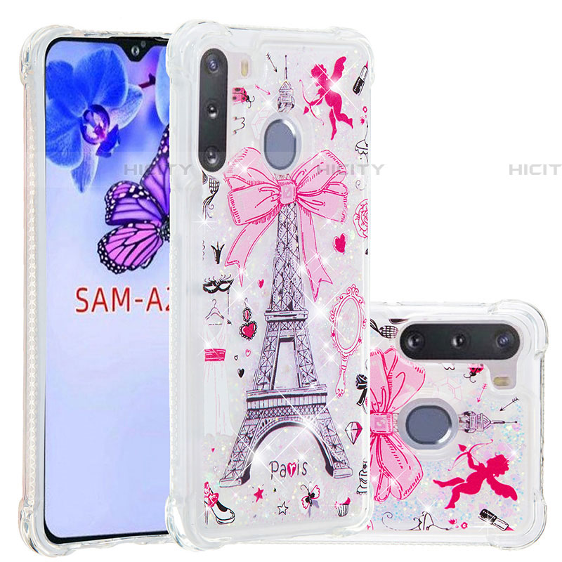 Silikon Hülle Handyhülle Gummi Schutzhülle Flexible Tasche Bling-Bling S03 für Samsung Galaxy A21 European Bunt