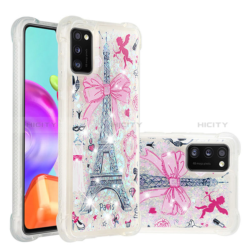 Silikon Hülle Handyhülle Gummi Schutzhülle Flexible Tasche Bling-Bling S03 für Samsung Galaxy A41 Rosa