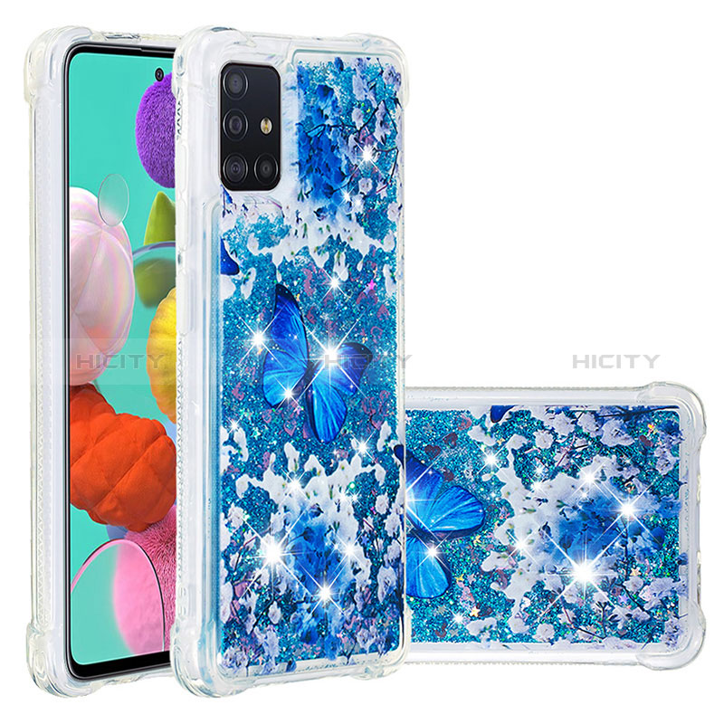 Silikon Hülle Handyhülle Gummi Schutzhülle Flexible Tasche Bling-Bling S03 für Samsung Galaxy A51 4G Blau