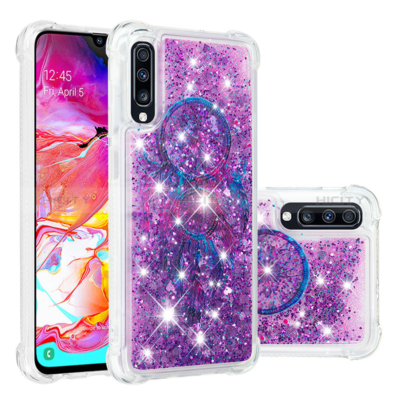 Silikon Hülle Handyhülle Gummi Schutzhülle Flexible Tasche Bling-Bling S03 für Samsung Galaxy A70S Violett