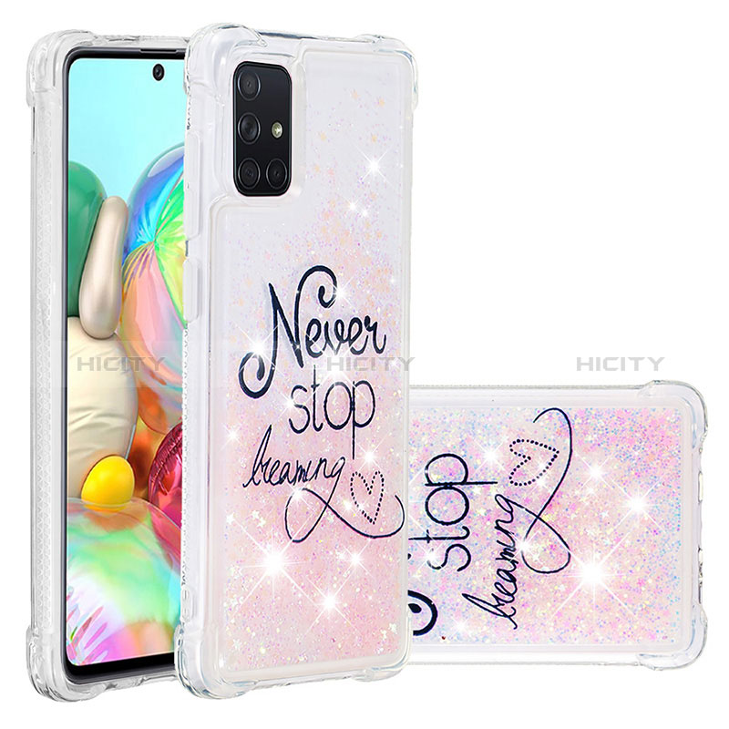 Silikon Hülle Handyhülle Gummi Schutzhülle Flexible Tasche Bling-Bling S03 für Samsung Galaxy A71 4G A715 Rosa