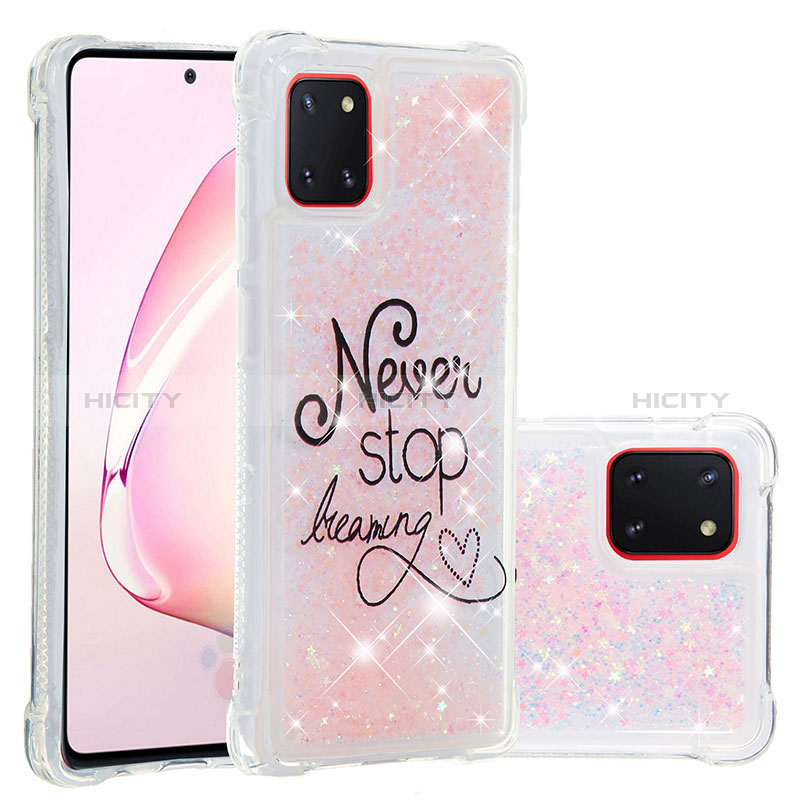 Silikon Hülle Handyhülle Gummi Schutzhülle Flexible Tasche Bling-Bling S03 für Samsung Galaxy A81 Rosa