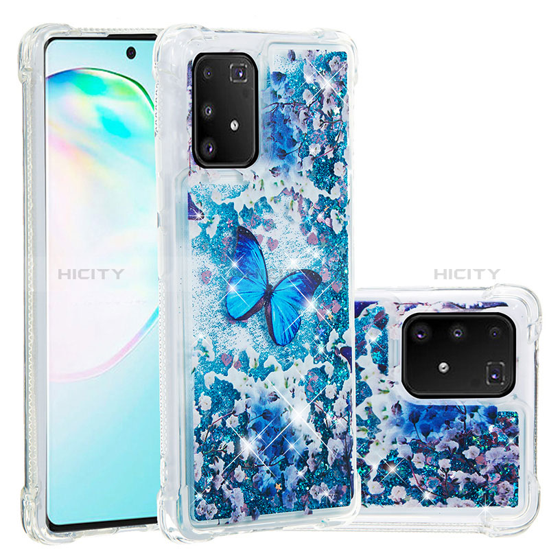 Silikon Hülle Handyhülle Gummi Schutzhülle Flexible Tasche Bling-Bling S03 für Samsung Galaxy A91 Blau