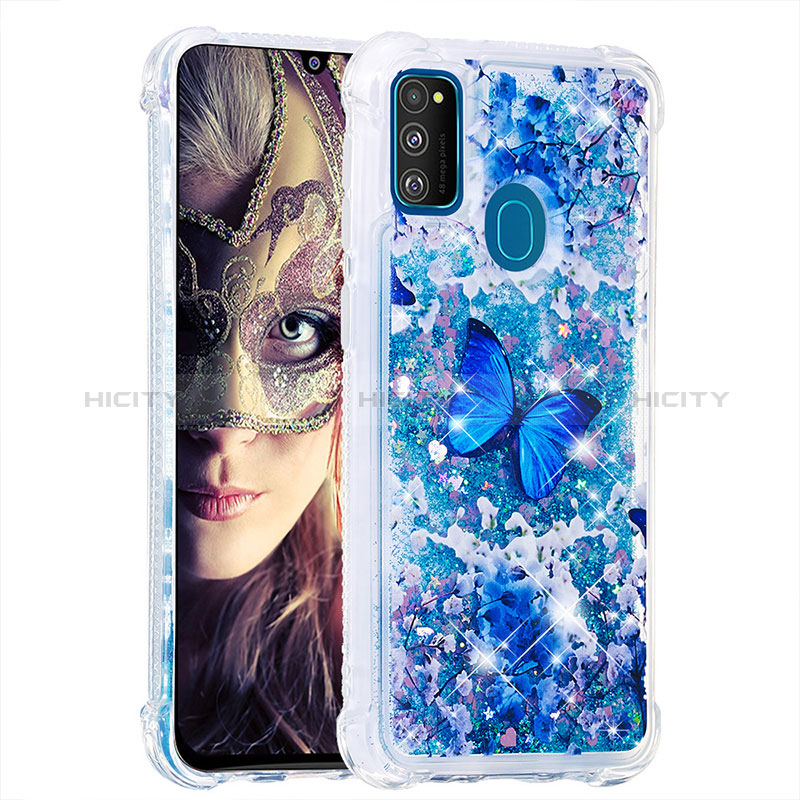 Silikon Hülle Handyhülle Gummi Schutzhülle Flexible Tasche Bling-Bling S03 für Samsung Galaxy M30s Blau