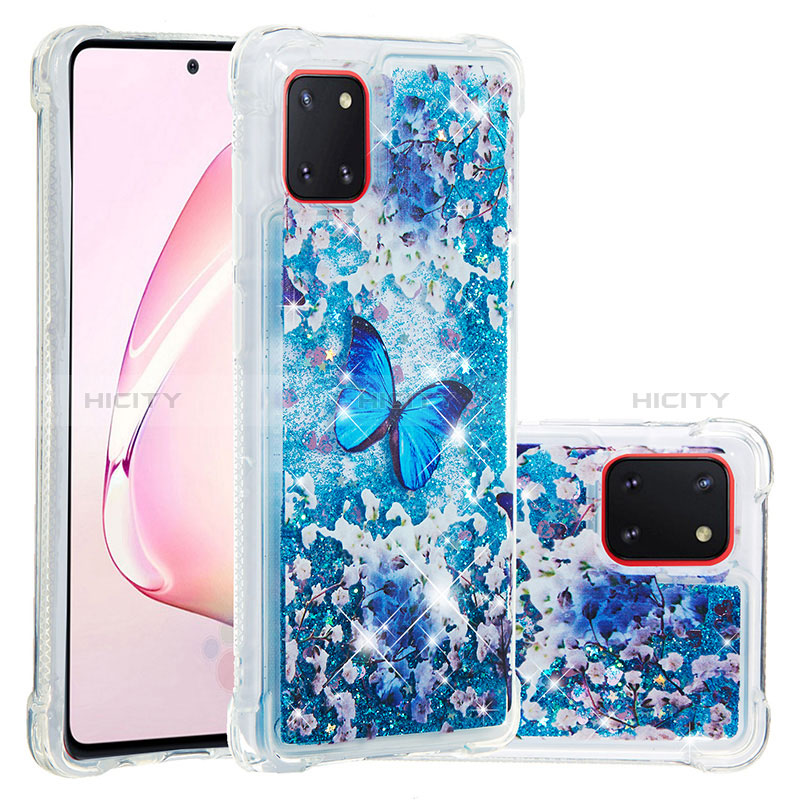 Silikon Hülle Handyhülle Gummi Schutzhülle Flexible Tasche Bling-Bling S03 für Samsung Galaxy M60s Blau Plus