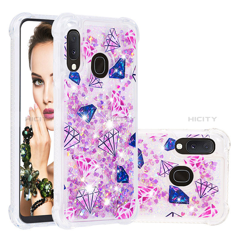 Silikon Hülle Handyhülle Gummi Schutzhülle Flexible Tasche Bling-Bling S04 für Samsung Galaxy A20e Rosa Plus