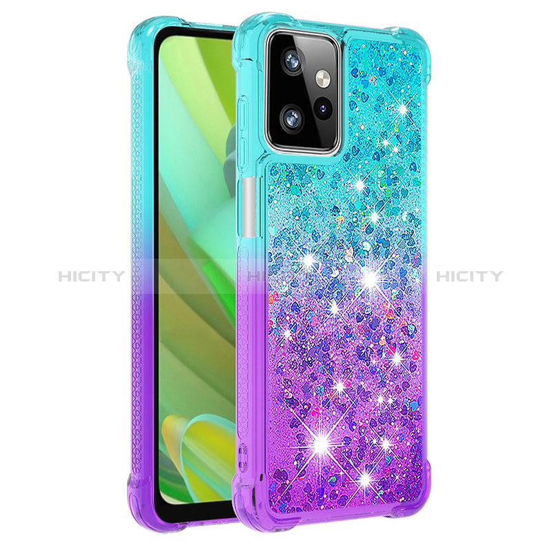 Silikon Hülle Handyhülle Gummi Schutzhülle Flexible Tasche Bling-Bling YB2 für Motorola Moto G Power 5G (2023) Hellblau Plus