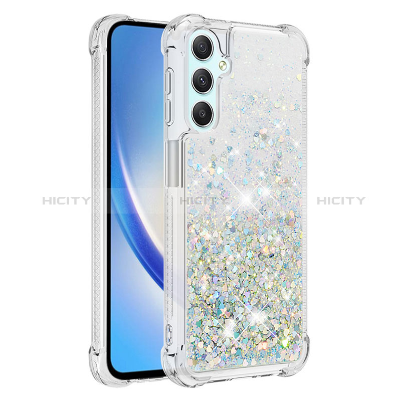 Silikon Hülle Handyhülle Gummi Schutzhülle Flexible Tasche Bling-Bling YB3 für Samsung Galaxy A24 4G Hellblau Plus