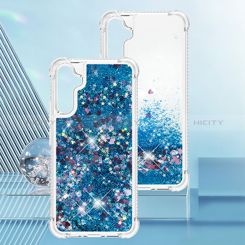 Silikon Hülle Handyhülle Gummi Schutzhülle Flexible Tasche Bling-Bling YB3 für Samsung Galaxy A34 5G Blau