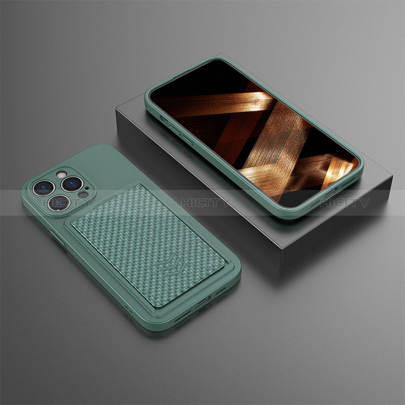 Silikon Hülle Handyhülle Gummi Schutzhülle Flexible Tasche KC1 für Apple iPhone 15 Pro Max Grün