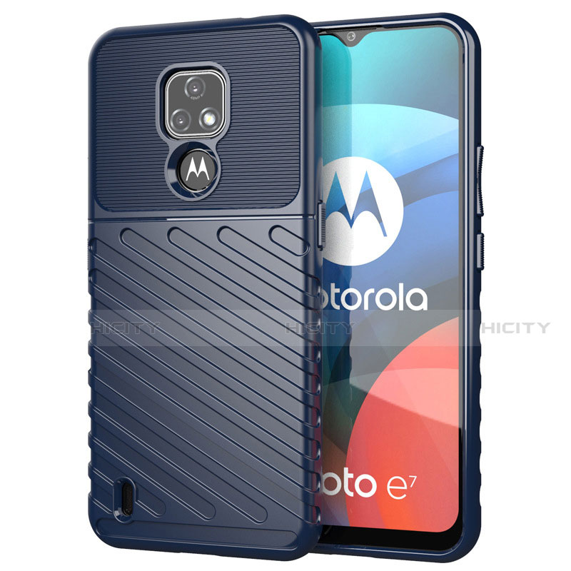 Silikon Hülle Handyhülle Gummi Schutzhülle Flexible Tasche Köper für Motorola Moto E7 (2020) Blau