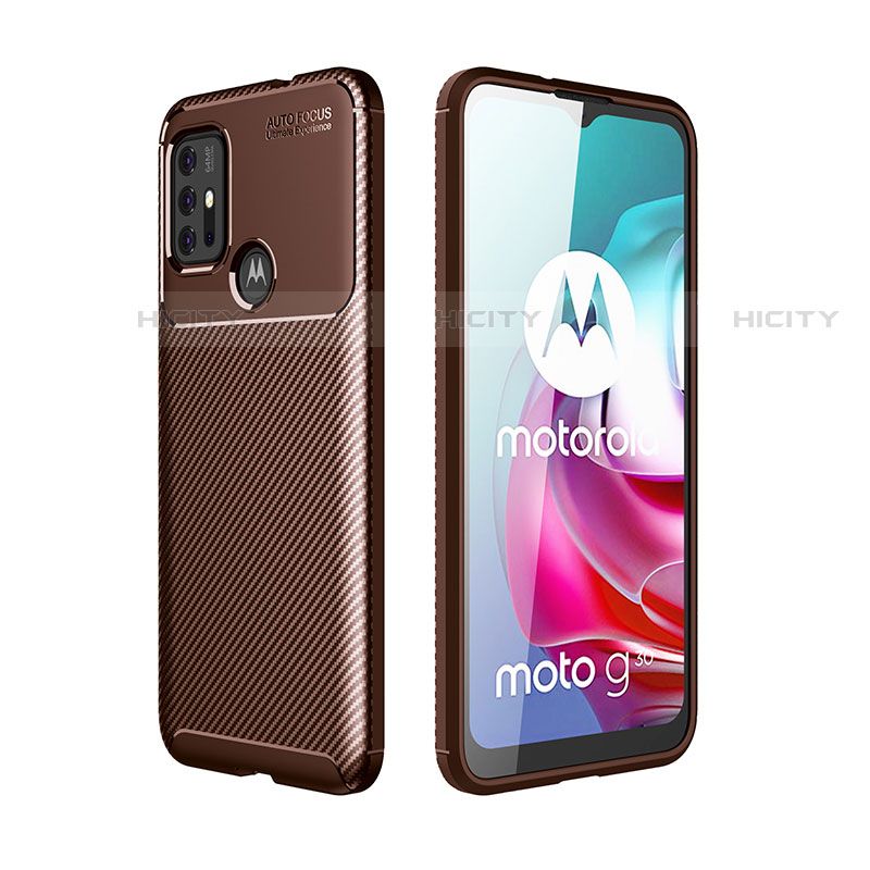 Silikon Hülle Handyhülle Gummi Schutzhülle Flexible Tasche Köper für Motorola Moto G10 Braun Plus