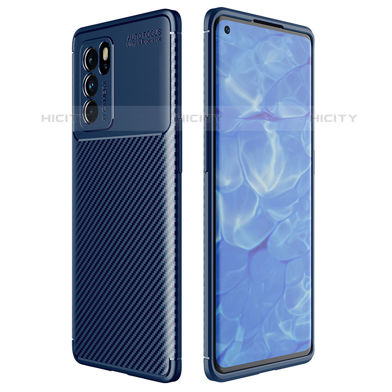 Silikon Hülle Handyhülle Gummi Schutzhülle Flexible Tasche Köper für Oppo Reno6 Pro 5G India Blau