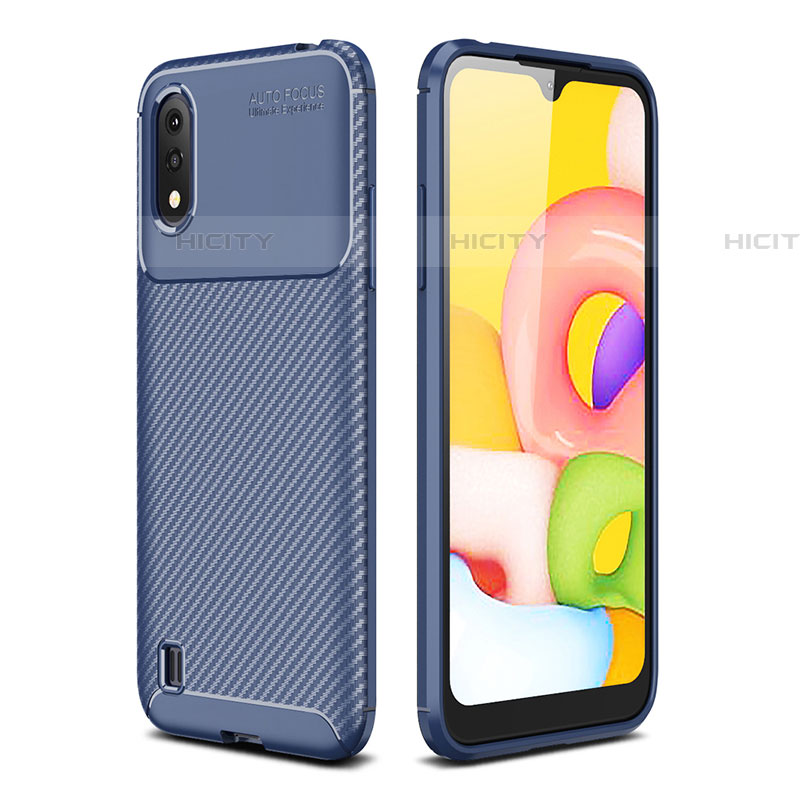 Silikon Hülle Handyhülle Gummi Schutzhülle Flexible Tasche Köper für Samsung Galaxy A01 SM-A015 Blau Plus