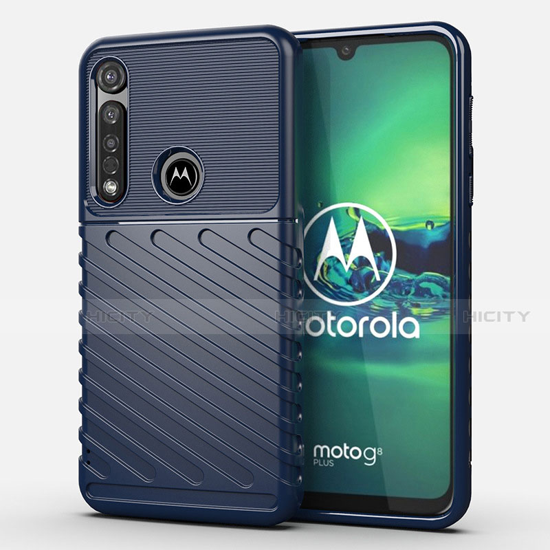 Silikon Hülle Handyhülle Gummi Schutzhülle Flexible Tasche Köper S01 für Motorola Moto G8 Plus Blau