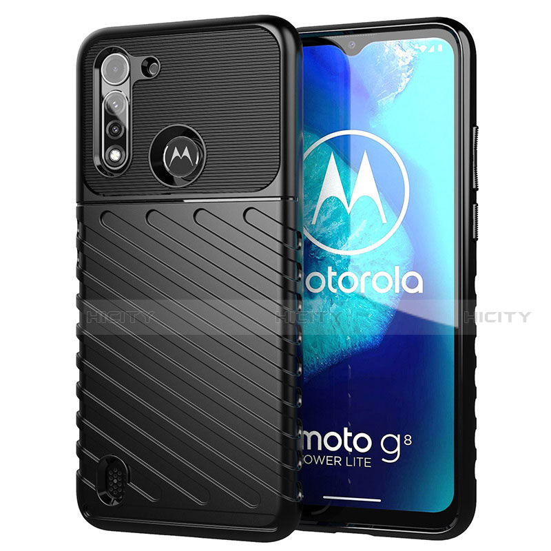 Silikon Hülle Handyhülle Gummi Schutzhülle Flexible Tasche Köper S01 für Motorola Moto G8 Power Lite Schwarz