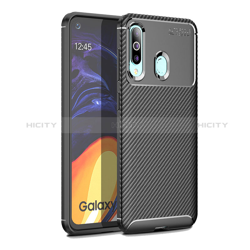 Silikon Hülle Handyhülle Gummi Schutzhülle Flexible Tasche Köper WL1 für Samsung Galaxy A60 Schwarz