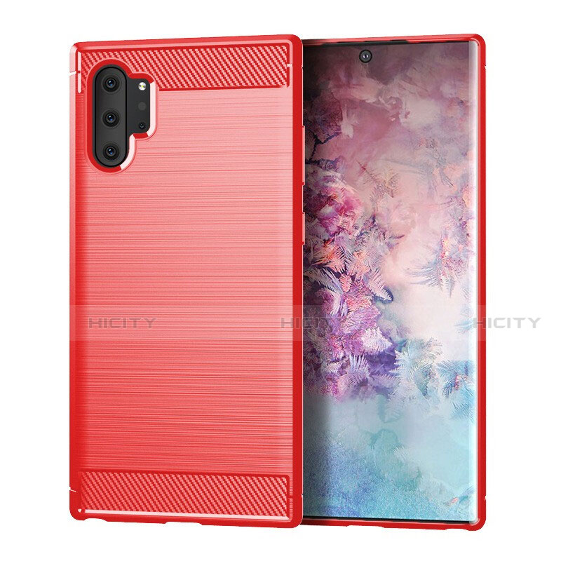 Silikon Hülle Handyhülle Gummi Schutzhülle Flexible Tasche Line C01 für Samsung Galaxy Note 10 Plus Rot