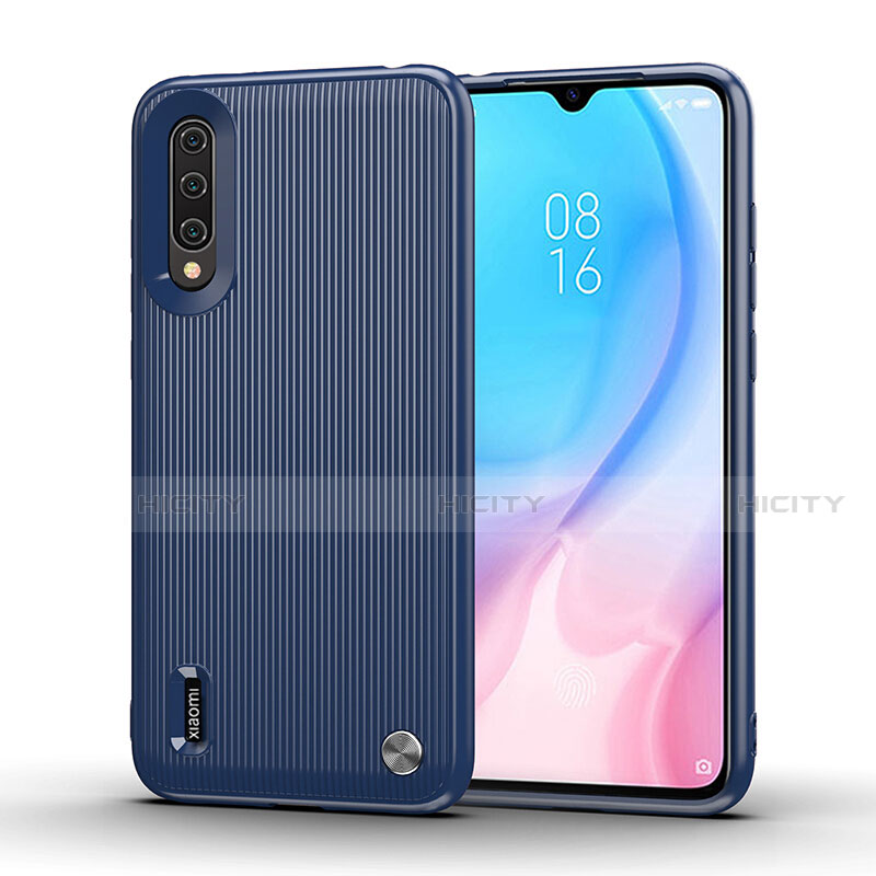 Silikon Hülle Handyhülle Gummi Schutzhülle Flexible Tasche Line C01 für Xiaomi Mi A3 Blau