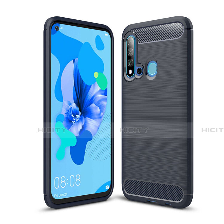 Silikon Hülle Handyhülle Gummi Schutzhülle Flexible Tasche Line C02 für Huawei P20 Lite (2019) Blau