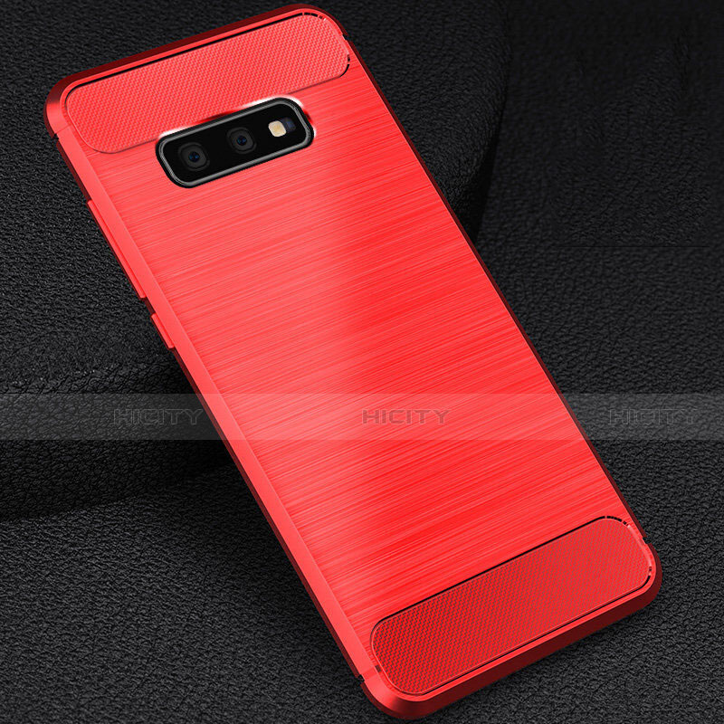 Silikon Hülle Handyhülle Gummi Schutzhülle Flexible Tasche Line C02 für Samsung Galaxy S10e Rot