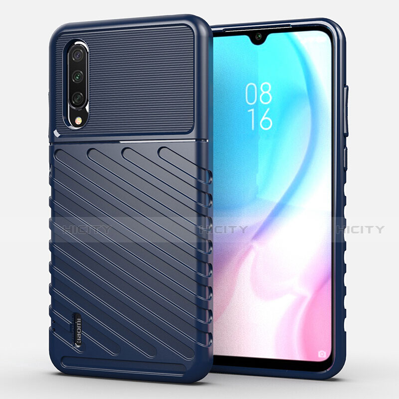 Silikon Hülle Handyhülle Gummi Schutzhülle Flexible Tasche Line C02 für Xiaomi Mi A3 Blau