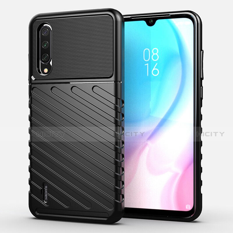 Silikon Hülle Handyhülle Gummi Schutzhülle Flexible Tasche Line C02 für Xiaomi Mi A3 Schwarz Plus