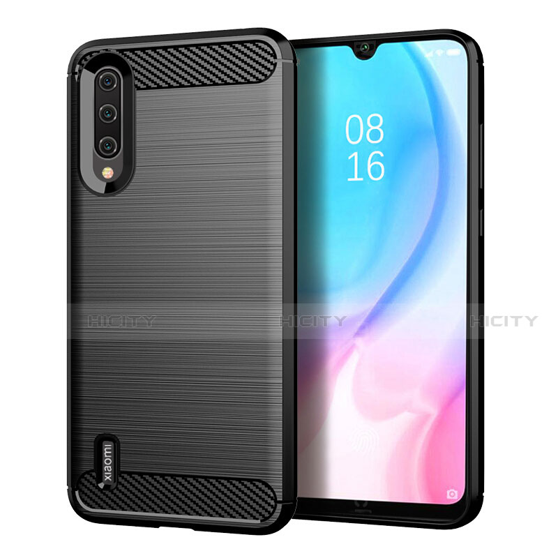 Silikon Hülle Handyhülle Gummi Schutzhülle Flexible Tasche Line C05 für Xiaomi Mi A3 Schwarz