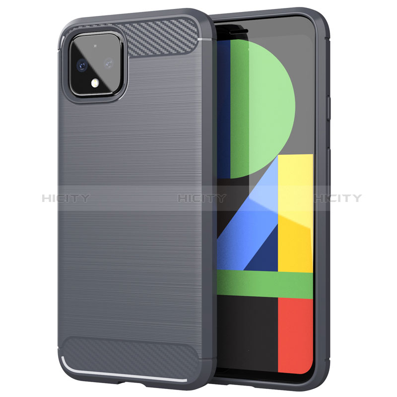 Silikon Hülle Handyhülle Gummi Schutzhülle Flexible Tasche Line für Google Pixel 4 Grau Plus