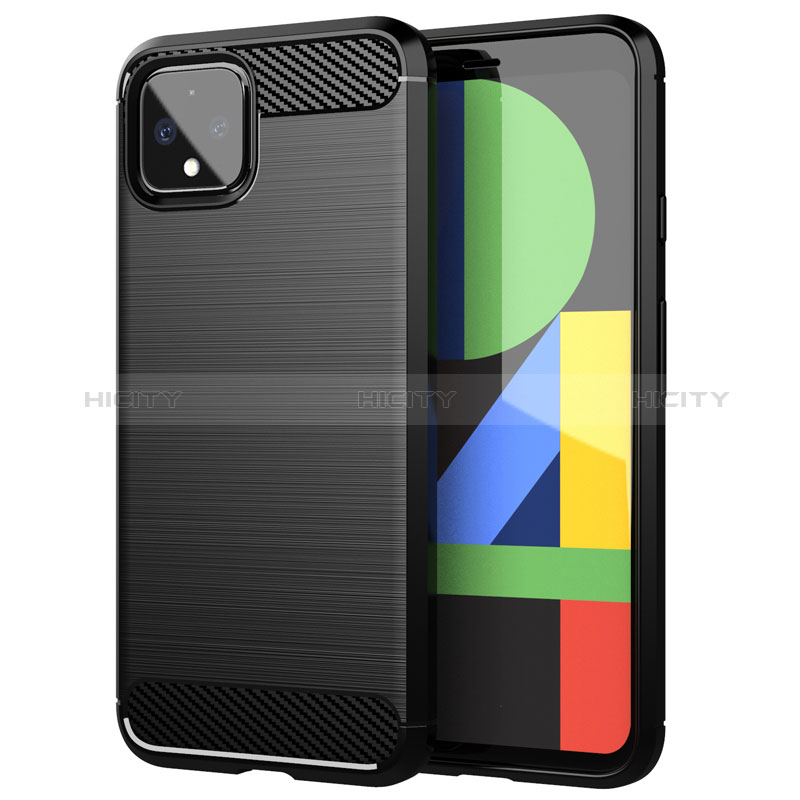 Silikon Hülle Handyhülle Gummi Schutzhülle Flexible Tasche Line für Google Pixel 4 Schwarz Plus