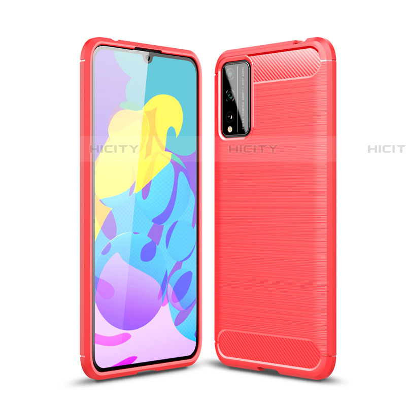 Silikon Hülle Handyhülle Gummi Schutzhülle Flexible Tasche Line für Huawei Honor Play4T Pro Rot Plus