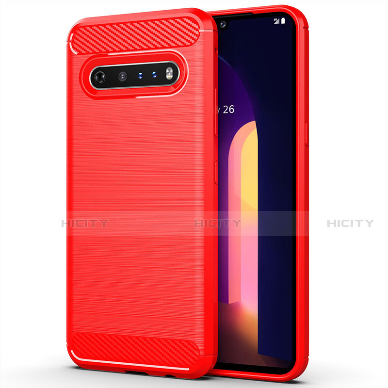 Silikon Hülle Handyhülle Gummi Schutzhülle Flexible Tasche Line für LG V60 ThinQ 5G Rot