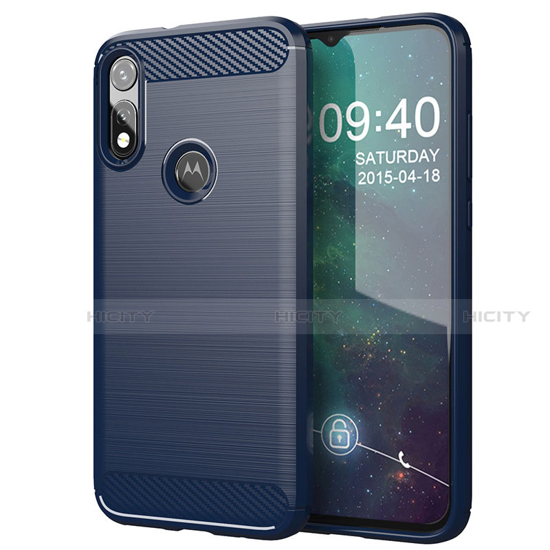 Silikon Hülle Handyhülle Gummi Schutzhülle Flexible Tasche Line für Motorola Moto E (2020) Blau