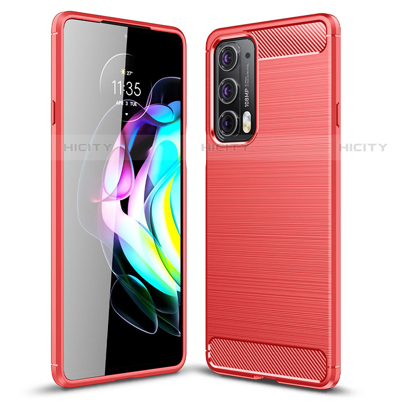 Silikon Hülle Handyhülle Gummi Schutzhülle Flexible Tasche Line für Motorola Moto Edge 20 5G Rot Plus