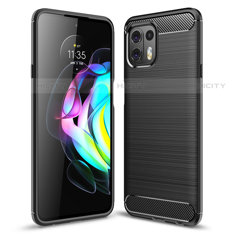 Silikon Hülle Handyhülle Gummi Schutzhülle Flexible Tasche Line für Motorola Moto Edge 20 Lite 5G Schwarz