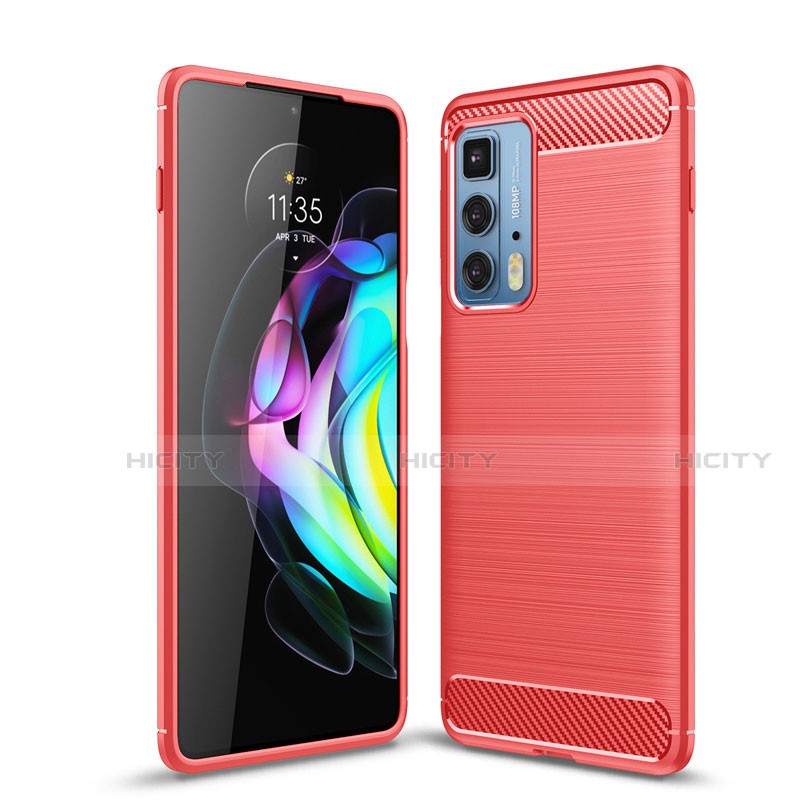 Silikon Hülle Handyhülle Gummi Schutzhülle Flexible Tasche Line für Motorola Moto Edge 20 Pro 5G Rot